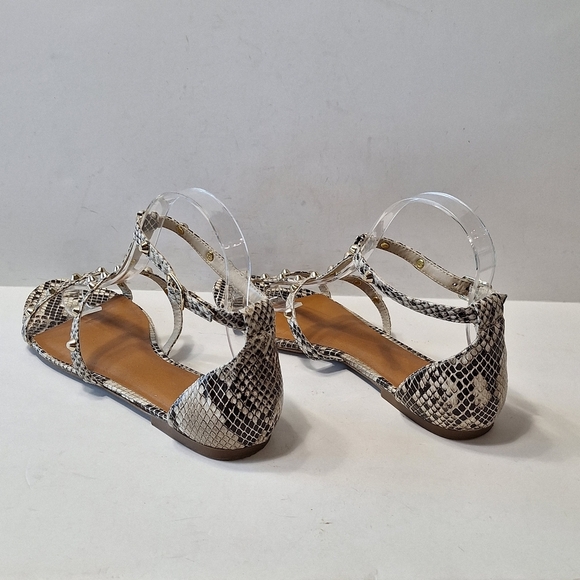 14th & Union Studded Snake Print Strappy Faux Leather Preppy Sandals Size 8.5 - Picture 9 of 11
